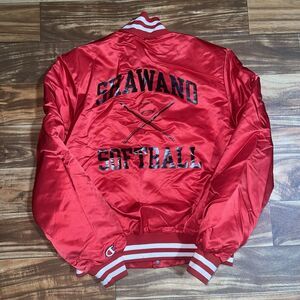 Vintage Shawano Hawks Wisconsin Satin Champion Softball Jacket RARE Size Large L